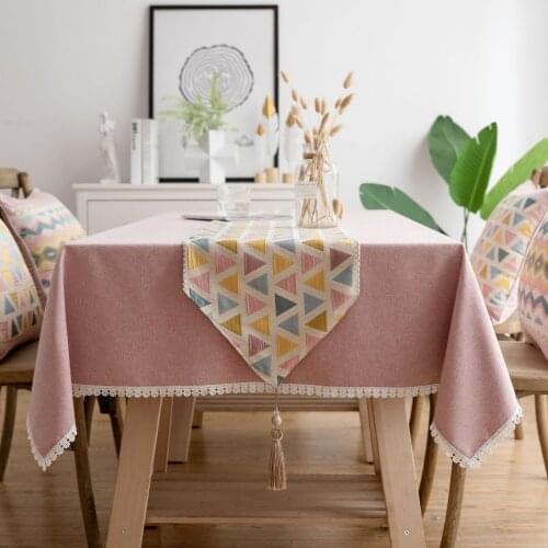Geometric Pattern Table Runners 2020 Dining Table Decoration Leaves Cotton and Linen Modern Boho Wedding Party Decor T261