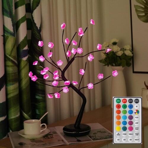 LLED Colorful Tree Light RGB Emote Control Bedroom Decoration Night Lamp Fairy Lights Copper Wire Bar Coffee Store Holiday Gifts