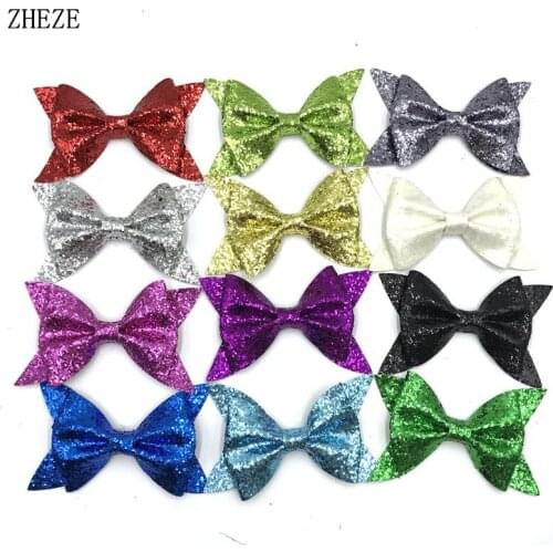 10pcs/lot NEW 4.2" Leather Bow Withou Clips for Headband Glitter leather Hairbows DIY Hair Accessories For Kids Headwear Bandeau