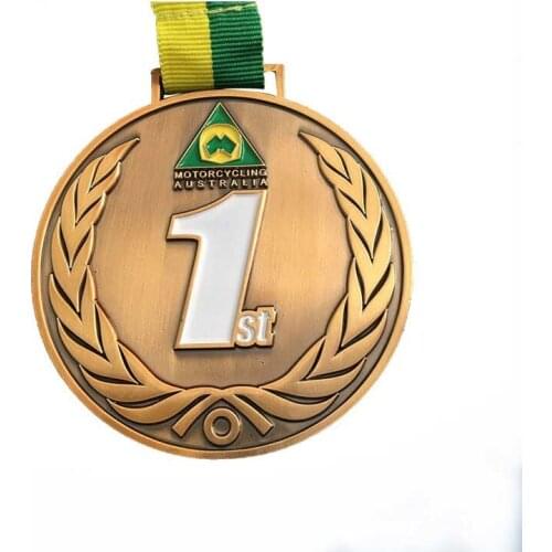 Factory wholesale thermal transfer blank printing round pattern medal with different antique finish medals