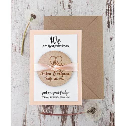 Personalized unique Wedding Announcement wooden Save the Date Magnets bridal shower party favors gifts invitation cards