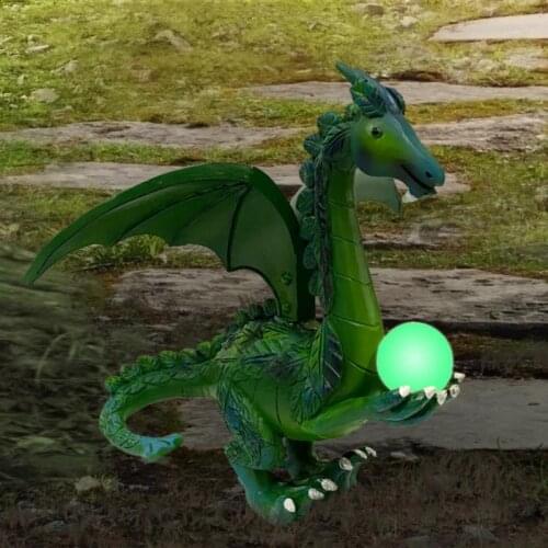Resin Micro Landscape Decoration Flying Dragon With Luminous Ball Ornaments Statue Gardening Decoration Flying Dragon Crafts