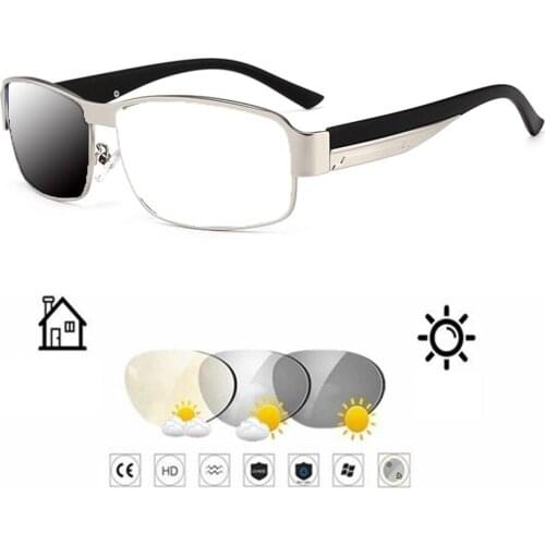 Rectangular Classic Men Wide Face Photochromic Grey Reading Glasses +0.75 +1 +1.25 +1.5 +1.75 +2 +2.25 +2.5 +2.75 To +4