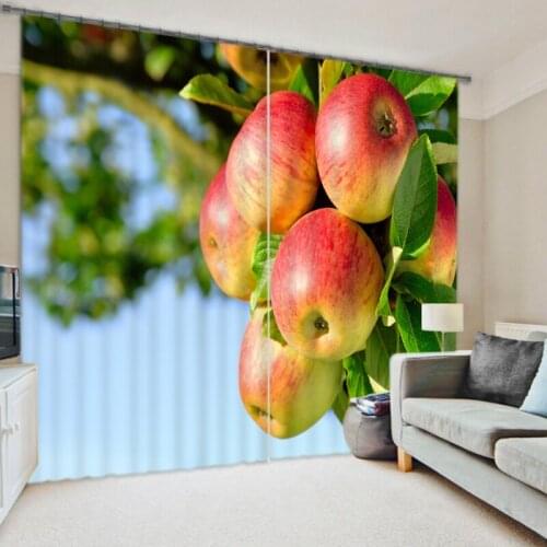 Red apple Luxury Blackout 3D Window Curtains For Living Room office Bedroom Customized size Drapes cortinas Rideaux pillowcase