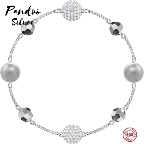 PANDOO Fashion Charm Pure 925 Silver Original 1:1 Copy, Invisible Magnetic Buckle Elegant Bracelet Female Luxury Jewelry Gifts