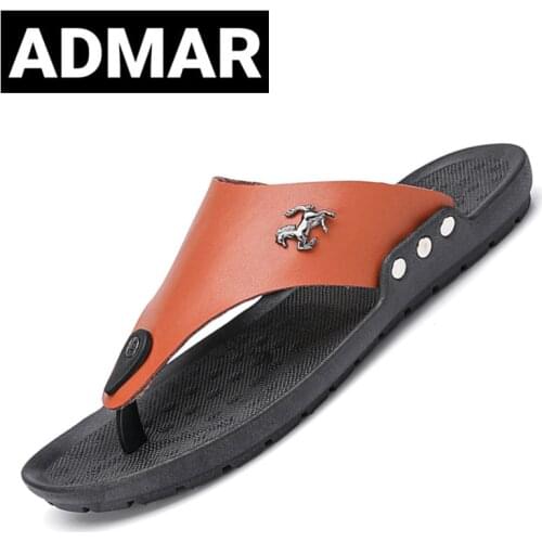 ADMAR Luxury Brand Casual Shoes Men Sandals Slippers Slides Summer Flip Flops Beach Men Shoes Leather Sandalias Zapatos Hombre