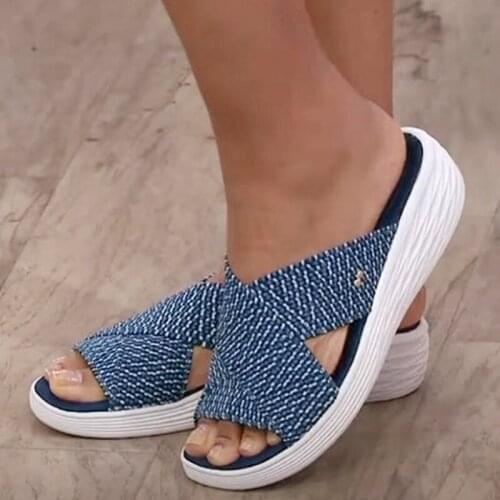 Slippers Women Shoes Casual Platform Sandals Women Slides Solid Comfort Flats Plus Size Cross Summer 2021 Beach Couple Slippers