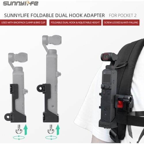 Sunnylife Foldable Dual Hook Adapter Base Mount Connecting Backpack Clamp Bicycle Clip Accessories for Pocket 2