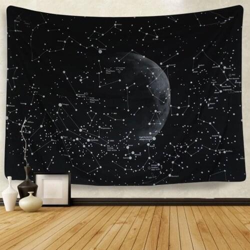 Constellation Galaxy Tapestry Wall Hanging Dorm Decor Black Hippie Moon Wall Tapestry Fabric Wall Carpet Table Cloth Beach Towel