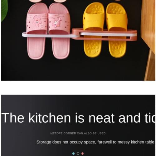Toilet toilet slippers rack foldable wall-mounted punch-free entrance three-in-one family outfit
