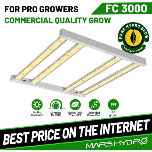 Mars Hydro FC 3000 Sunlike Led Grow Light Dimmable Full Spectrum Samsung LM301D Chips For Indoor Veg Flower Hydroponics Plants