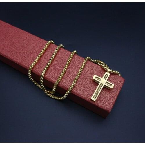 High Quality 4MM&70CM Stainless Steel Chain Womens Cross Necklace Pendant Sacred Cross Necklace For Women Necklace Jewelry