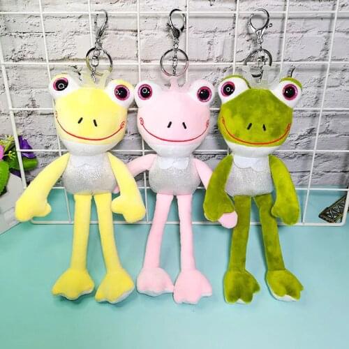 WANGAIYAO cute long-legged frog plush doll school bag pendant cartoon smiling frog doll bag car keychain doll birthday holiday g