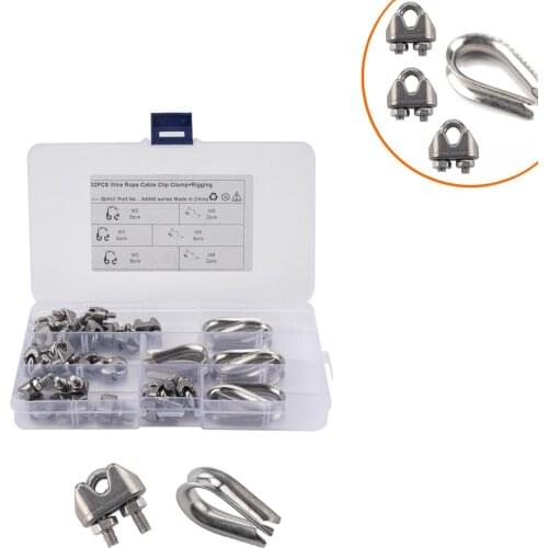 32 Boxed M3 Stainless Steel 304 Steel Wire Rope Chuck with M6 Triangular Ring and Chicken Heart Ring