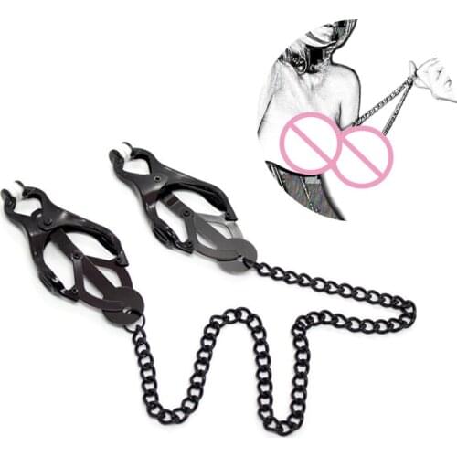 Stainless Steel Nipple Clamps Breast Clips BDSM Slave Nipples Bondage Restraints Clips with Chain Fetish Sex Toys for Women Men