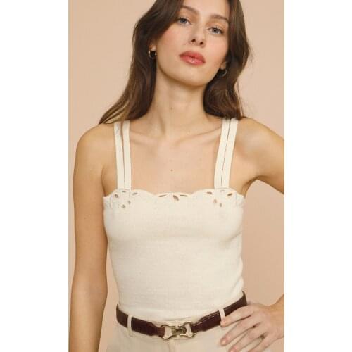 Women Tops 2021 Early Autumn New Wool Blend Spins Delicate Hollow Out Condole Belt Vest Female