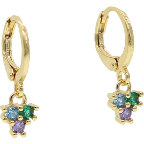 2019 summer new arrived fashion gorgeous women jewelry micro pave colorful cz green blue puple gold filled triangle hoop earring