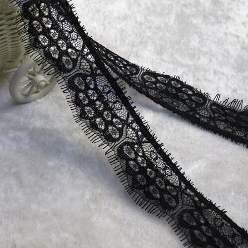 ZOTOONE 5*300cm Black French Lace Fabric Dress Eyelash Lace Knitted Crochet Lace Ribbon Guipure African Nigerian Lace Fabrics E