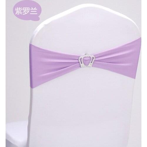 10colors Spandex free tie stretch wedding chair cover with crown buckle chair decoration elastic wedding party decorate10pcs/lot