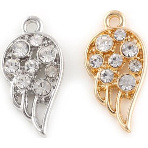 10pcs/lot Wing Rhinestone Dangle Handmade Charms Pendant DIY for Bracelet Necklace Bag