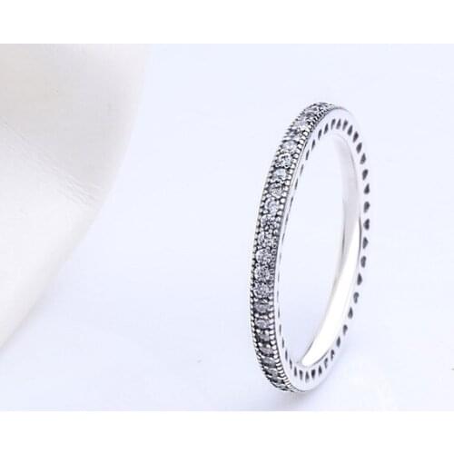 100% 925 Sterling Silver Pan Ring New Single Row Classic Retro Ring For Women Wedding Party Fashion Jewelry