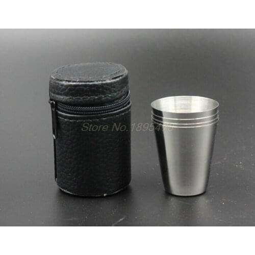 4pcs/set Polished Mini 30ml Stainless Steel Wine Drinking Shot Glasses Barware Cup Fast Shipping 100Set