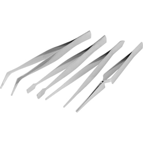 4Pcs/Set Precision Tweezers Stainless Steel Thick Electronics Forceps Eyebrow Tweezers Anti-Skid Makeup Repair Multi Tools