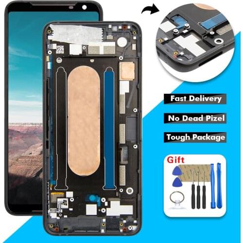 6.59" LCD Display For ASUS ROG Phone II 2 ZS660KL i001D i001DB LCD Display Touch Screen Digitizer Glass Panel Assembly + Frame