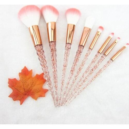 8pcs Red Glitter Diamond Brush Crystal Makeup Brushes Set Foundation Blending Power Eyeshadow Brush Cosmetic Beauty Make Up Tool