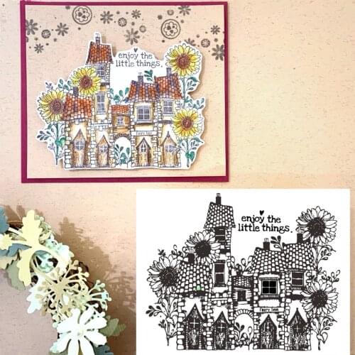 9*11 Sunflower House Transparent Clear Silicone Stamp Seal for DIY Scrapbooking Photo Album Decorative Clear Stamps Sheet