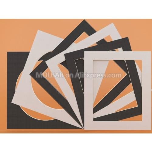 White/Black Photo Mats Rectangle Square Circle 14inch Paperboard Mounts Textured Surface Picture Frames Passe-Partouts 12PCS/Lot