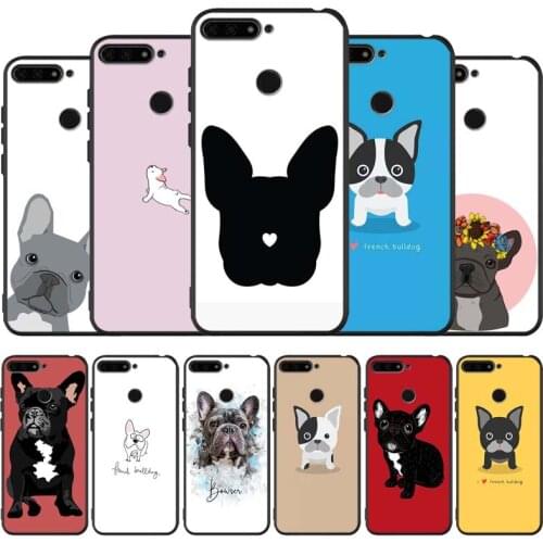 Cute french bulldog black Silicone Phone Case For honor 30 20 Pro 8 8X 9 10 20 Lite Mate 10 20 30 Lite Pro cover
