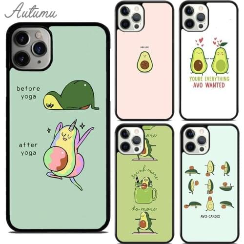 Cute Avocado Cartoon Phone Case for iPhone 11 12 Pro Max mini X XR XS SE 2020 5 6S 7 8 Plus Samsung Galaxy S8 S9 S10 Cover shell