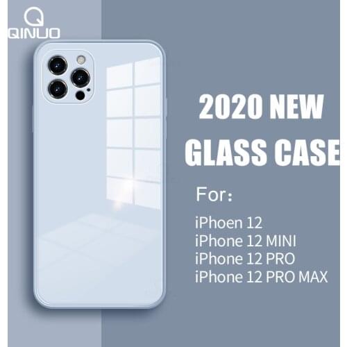 Liquid Silicone Tempered Glass Phone Case for iPhone 12 Mini 11 Pro Max SE 2020 X XR XS Max 8 7 Plus Anti-knock Skin Frame Cover
