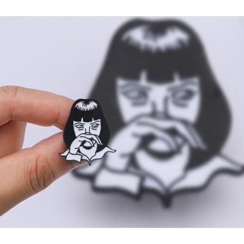 Gothic punk brooch retro style little girl avatar cranky pin bag decoration badge