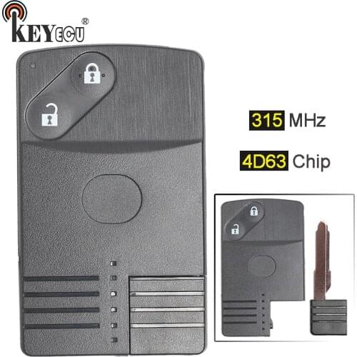 KEYECU 315MHz 4D63 Replacement 2 Button Smart Card Remote Key Fob for Mazda 6 with Uncut Blade