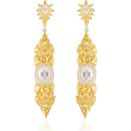 GrayBirds New Brand Classic Jewelry Luxury Copper AAA CZ Yellow And White Colors Drop Earrings For Wedding Girl XYE029