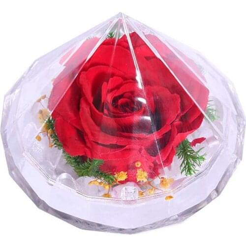 1pc Rose Preserved Box Handmade Openable Portable Eternal Preserved Real Rose Flower Box for Mothers Day Valentines Day Gift