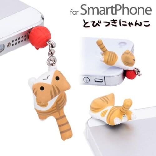 Kpop kawaii original quality Chis cat headset Anti dust plug for cell phone cute anime ear jack earphone cap