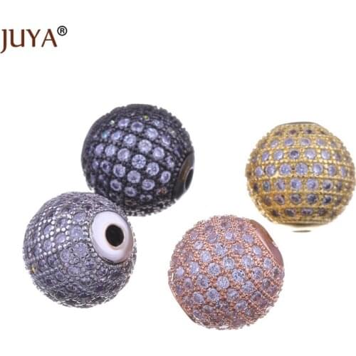 10pcs wholesale beads findings gold rose gold black 6mm 8mm 10mm 12mm copper zircon round ball beads for jewelry making
