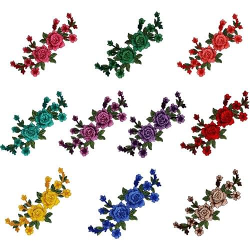 10pieces 3D Flower Embroidery Lace Applique Fabric Patches Motif Scrapbooking for Clothes Decorated Sewing Supplies T2625