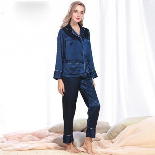 Fashion Women Pajama Sets Summer Faux Silk Ladies Silky Pajamas Pants Set Female Sleep Lounge Woman