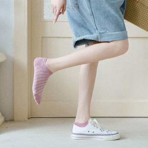 1PC Spring And Summer Socks Womens Candy Color Solid Cotton Thin Ship Shallow Mouth Low Top