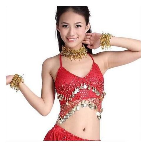 New arrival mesh gold coins belly dance top momen sleeveless belly dance body tops sexy top 10 colors