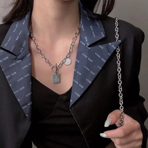 Vintage High Quality Titanium Steel Carved Coin Pendant Necklace Punk Hip Hop Lasso Long Necklaces for Men Women Couple Jewelry