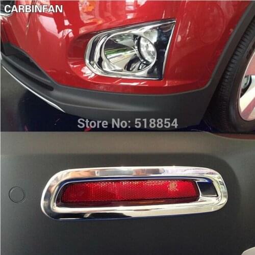 FIT FOR CHEVROLET TRAX TRACKER CHROME FRONT + REAR FOG LIGHT LAMP FOGLIGHT BUMPER LAMP COVER INSERT 2013 2014 2015 ACCESSORIES