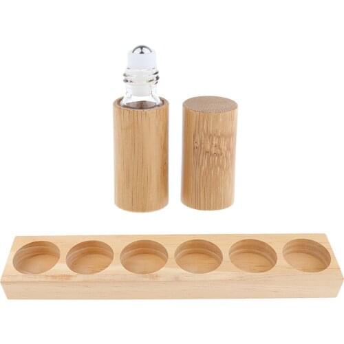 Homemade Wooden Essential Oil Display Rack Holder Organizer Stand + 5ml Mini Bottle Set Kit