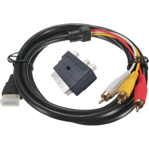 SCART Adapter Plug Connector 21P Adapter SCART to AV 3RCA with Switch Converter