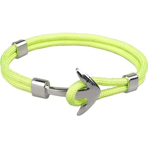 Silver Green Anchor Bracelet Rope Chain Necklace Bracelet for Women Men Navy Style Gifts