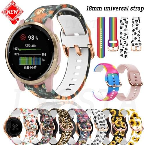 18mm Painting Silicone Watchband For Garmin Vivoactive 4S Vivomove 3S Smart Watch For Garmin Venu 2S/Active S Wristband Bracelet